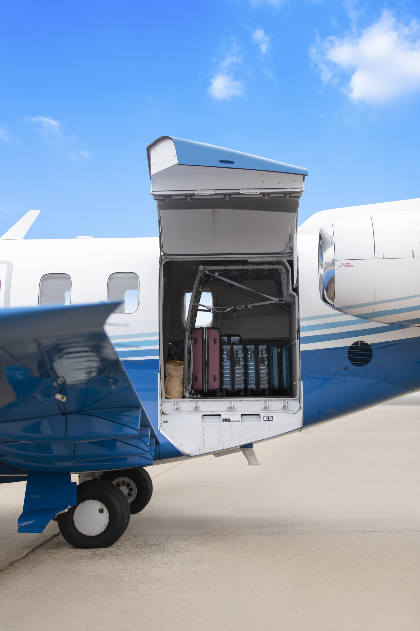 The roomy cargo area of the PC-24 jet